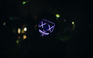 Preview wallpaper man, mask, neon, dark, purple