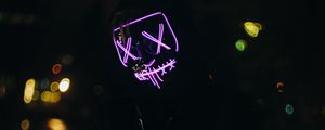 Preview wallpaper man, mask, neon, dark, silhouette