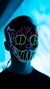 Preview wallpaper man, mask, neon, colorful, glow