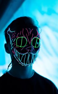 Preview wallpaper man, mask, neon, colorful, glow