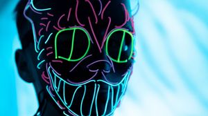 Preview wallpaper man, mask, neon, colorful, glow