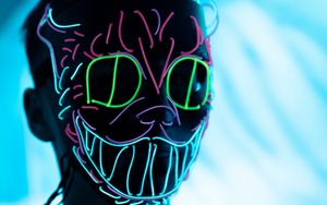 Preview wallpaper man, mask, neon, colorful, glow