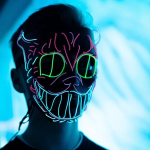 Preview wallpaper man, mask, neon, colorful, glow