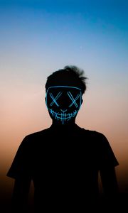 Preview wallpaper man, mask, neon, anonymous, silhouette