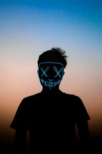 Preview wallpaper man, mask, neon, anonymous, silhouette