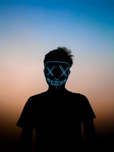 Preview wallpaper man, mask, neon, anonymous, silhouette