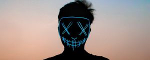 Preview wallpaper man, mask, neon, anonymous, silhouette