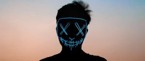 Preview wallpaper man, mask, neon, anonymous, silhouette