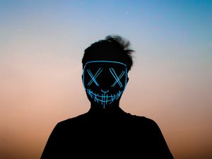 Preview wallpaper man, mask, neon, anonymous, silhouette