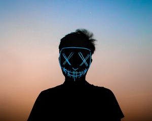 Preview wallpaper man, mask, neon, anonymous, silhouette