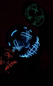 Preview wallpaper man, mask, neon, colorful, black