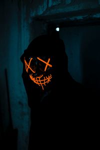 Preview wallpaper man, mask, neon, anonymous, dark