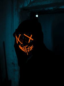 Preview wallpaper man, mask, neon, anonymous, dark