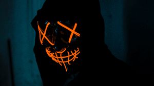 Preview wallpaper man, mask, neon, anonymous, dark