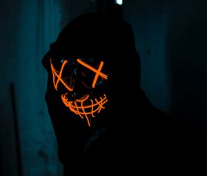 Preview wallpaper man, mask, neon, anonymous, dark