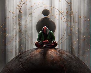 Preview wallpaper man, meditation, alone, art