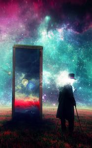 Preview wallpaper man, mirror, space, art, surrealism