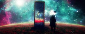 Preview wallpaper man, mirror, space, art, surrealism