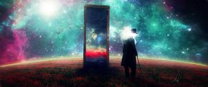 Preview wallpaper man, mirror, space, art, surrealism