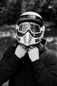 Preview wallpaper man, motorcyclist, helmet, bw