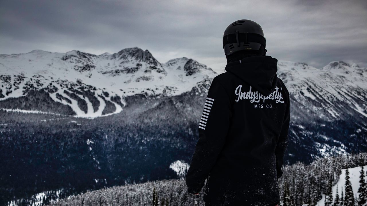 Wallpaper man, mountains, snowboarder, clothes, helmet