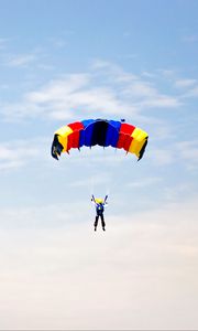 Preview wallpaper man, parachute, sky, clouds