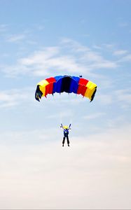 Preview wallpaper man, parachute, sky, clouds