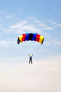 Preview wallpaper man, parachute, sky, clouds