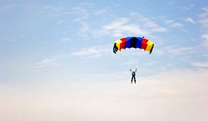 Preview wallpaper man, parachute, sky, clouds