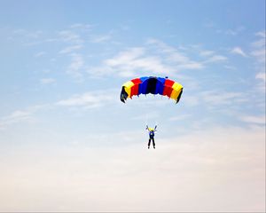 Preview wallpaper man, parachute, sky, clouds