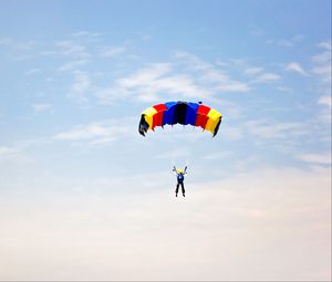 Preview wallpaper man, parachute, sky, clouds