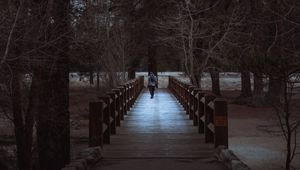 Preview wallpaper man, park, walk, trees