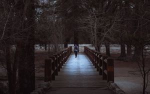 Preview wallpaper man, park, walk, trees