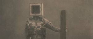 Preview wallpaper man, pose, cube, board, fog, fantasy, art