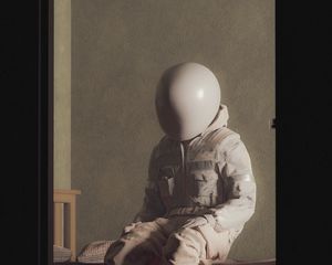 Preview wallpaper man, pose, wall, art