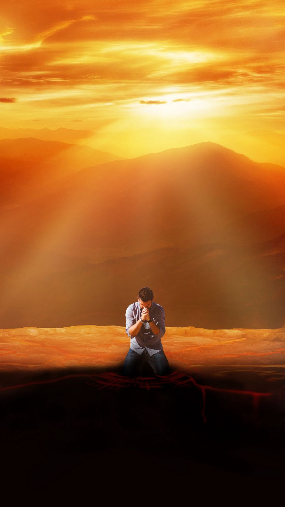 Download wallpaper 938x1668 man, prayer, faith, sunset iphone 8/7/6s/6 for  parallax hd background