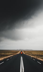 Preview wallpaper man, road, marking, asphalt