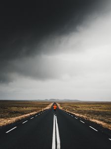 Preview wallpaper man, road, marking, asphalt