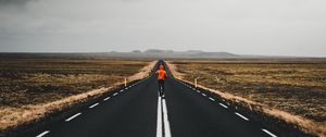 Preview wallpaper man, road, marking, asphalt