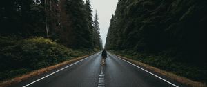 Preview wallpaper man, road, marking, asphalt, loneliness