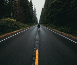 Preview wallpaper man, road, marking, asphalt, loneliness