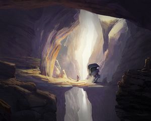 Preview wallpaper man, robot, rock, art