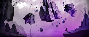 Preview wallpaper man, rocks, stones, illusion, alone, art