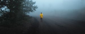 Preview wallpaper man, run, alone, fog, nature
