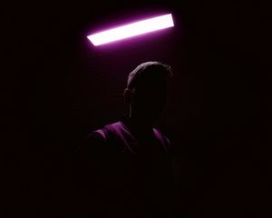 Preview wallpaper man, shadow, neon, glow