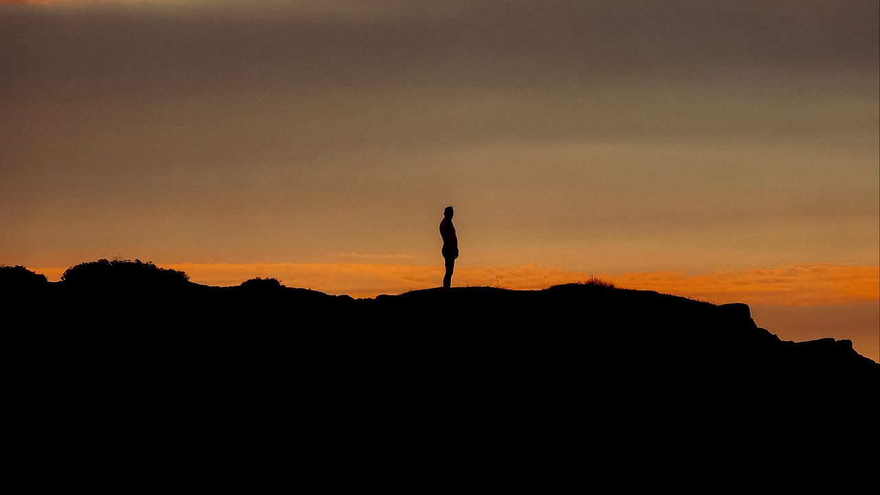 lonely silhouette man