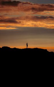 Preview wallpaper man, silhouette, alone, loneliness, dark