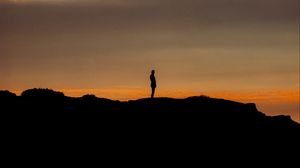 Preview wallpaper man, silhouette, alone, loneliness, dark