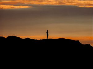 Preview wallpaper man, silhouette, alone, loneliness, dark