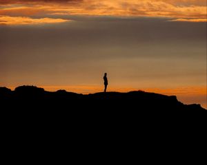 Preview wallpaper man, silhouette, alone, loneliness, dark